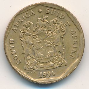 Монета 20 центов. 1994г. ЮАР. Цветок протея. (F)