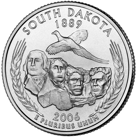 Монета квотер США. 2006г. (P). South-Dakota 1889. UNC