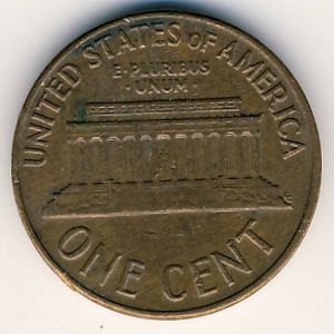 Монета 1 цент. США. 1963г. «Lincoln Cent». (D). (F)