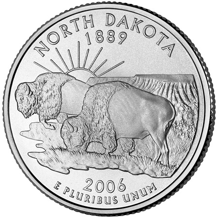 Монета квотер США. 2006г. (D). North-Dakota 1889. UNC