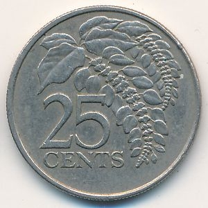 Монета 25 центов. 2006г. Тринидад и Тобаго. (VF)