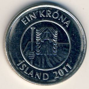 Монета 1 крона. 2011г. Исландия. Треска. (F)