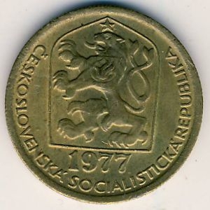 Монета 20 геллеров. 1977г. Чехословакия. (F)