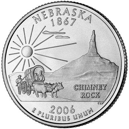 Монета квотер США. 2006г. (D). Nebraska 1867. UNC