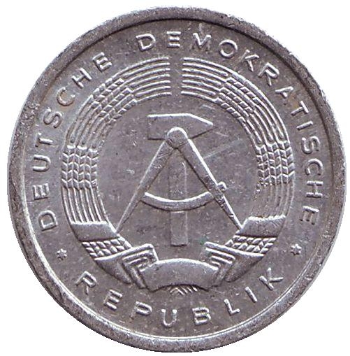 Монета 1 пфенниг. 1985г. ГДР. (А). (F)