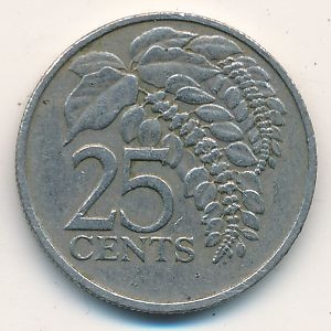 Монета 25 центов. 1977г. Тринидад и Тобаго. (F)