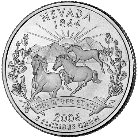Монета квотер США. 2006г. (D). Nevada 1864. UNC