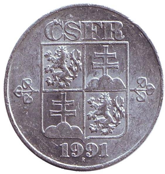 Монета 10 геллеров. 1991г. Чехословакия. (F)