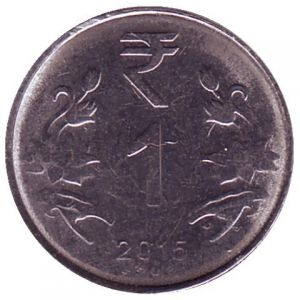 Монета 1 рупия. 2015г. Индия. (F)