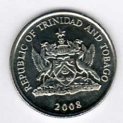 Монета 10 центов. 2008г. Тринидад и Тобаго. Огненный гибискус. (F)