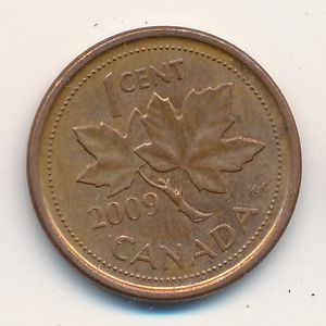 Монета 1 цент. 2009г. Канада. (F)