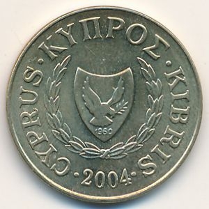 Монета 5 центов. 2004г. Кипр. Бык. (F)
