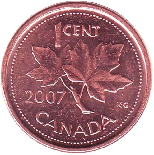 Монета 1 цент. 2007г. Канада. (F)