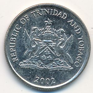 Монета 10 центов. 2002г. Тринидад и Тобаго. Огненный гибискус. (F)