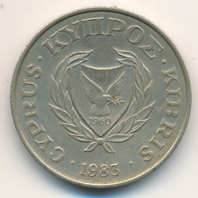 Монета 5 центов. 1983г. Кипр. Бык. (F)