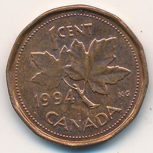 Монета 1 цент. 1994г. Канада. (F)