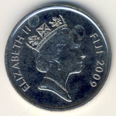 Монета 5 центов. 2009г. Фиджи. Фиджийский барабан (лали). (F)