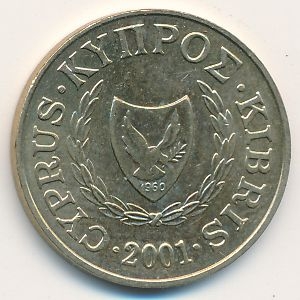 Монета 5 центов. 2001г. Кипр. Бык. (F)