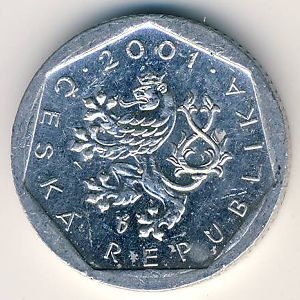 Монета 20 геллеров. 2001г. Чехия. (F)