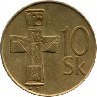Монета 10 крон. 1993г. Словакия. (F)