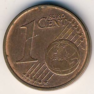 Монета 1 евроцент. 2007г. Германия. (A). (F)
