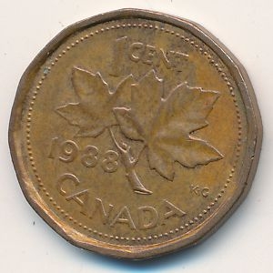 Монета 1 цент. 1988г. Канада. (F)