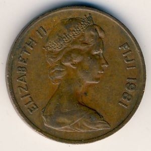 Монета 2 цента. 1981г. Фиджи. Веерная пальма. (F)