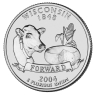 Монета квотер США. 2004г. (P). Wisconsin 1848. UNC