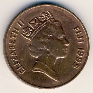 Монета 2 цента. 1995г. Фиджи. Веерная пальма. (F)