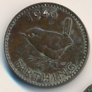 Монета 1 фартинг. 1946г. Великобритания. (F)