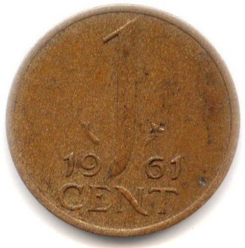Монета 1 цент. 1961г. Нидерланды. (F)