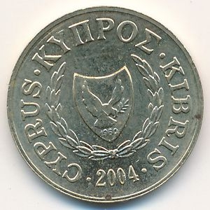 Монета 2 цента. 2004г. Кипр. Козлы. (F)