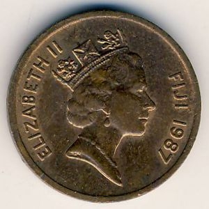 Монета 1 цент. 1987г. Фиджи. Церемониальная чаша. (F)