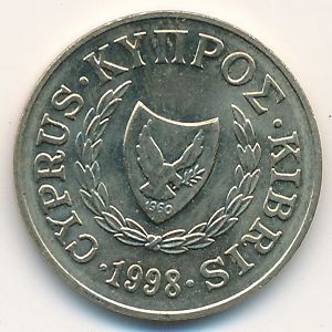 Монета 2 цента. 1998г. Козлы. Кипр. (F)