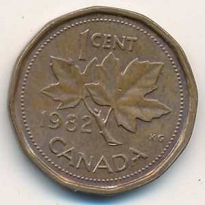 Монета 1 цент. 1982г. Канада. (F)