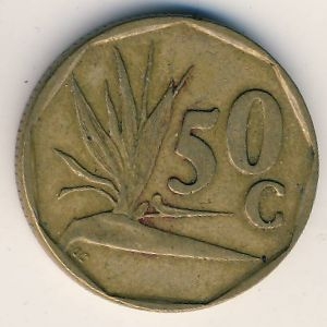 Монета 50 центов. 1991г. ЮАР. Стрелитция. (F)
