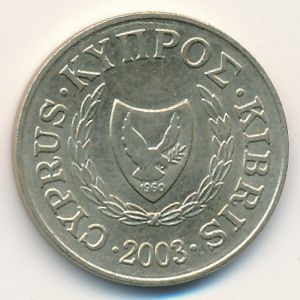 Монета 2 цента. 2003г. Кипр. Козлы. (F)