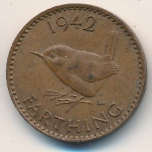 Монета 1 фартинг. 1942г. Великобритания. (F)