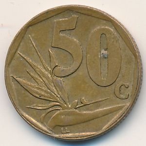 Монета 50 центов. 1996г. ЮАР. Стрелитция. (F)