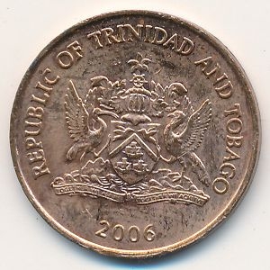 Монета 5 центов. 2006г. Тринидад и Тобаго. Райская птица. (F)
