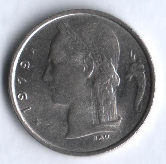 Монета 1 франк. 1979г. Бельгия. Надпись на голландском - 'BELGIË'. (F)
