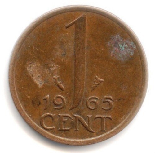 Монета 1 цент. 1965г. Нидерланды. (F)