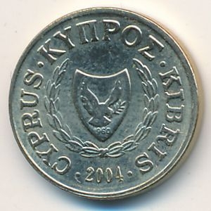 Монета 1 цент. 2004г. Кипр. Птица. (F)
