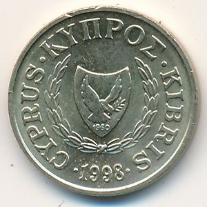Монета 1 цент. 1998г. Кипр. Птица. (F)