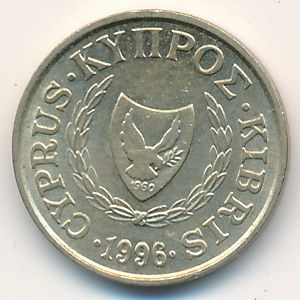 Монета 1 цент. 1996г. Кипр. Птица. (VF)