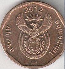 Монета 20 центов. 2012г. ЮАР. Цветок протея. (VF)