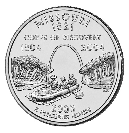 Монета квотер США. 2003г. (D). Missouri 1821. UNC