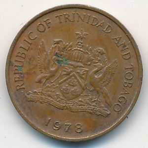 Монета 1 цент. 1978г. Тринидад и Тобаго. Колибри. (F)