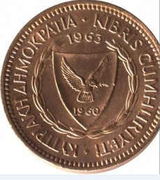 Монета 5 мил. 1963г. Кипр. (F)