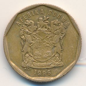 Монета 20 центов. 1996г. ЮАР. Цветок протея. (F)